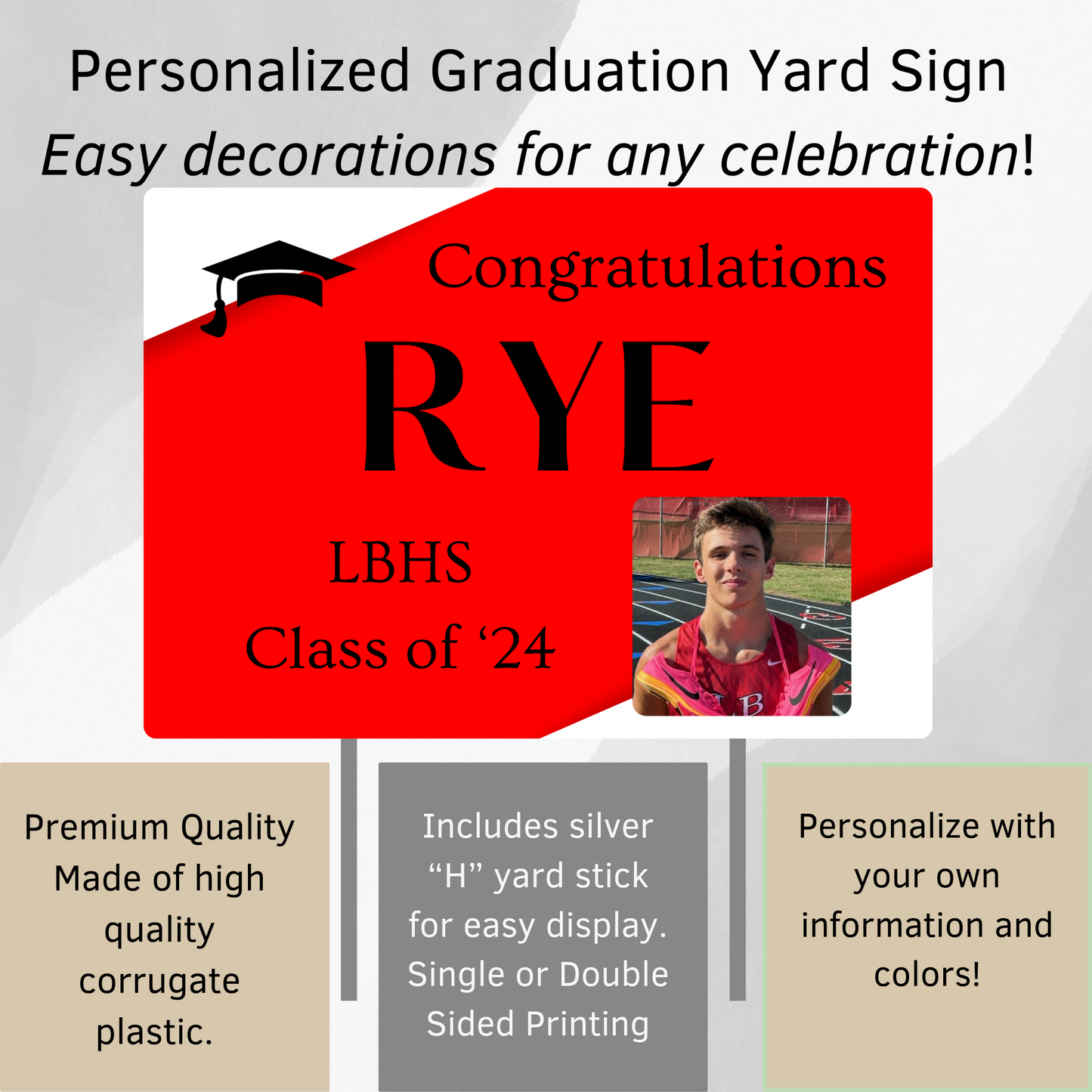 Photo Angles Graduate Yard Sign w/ "H" Stake