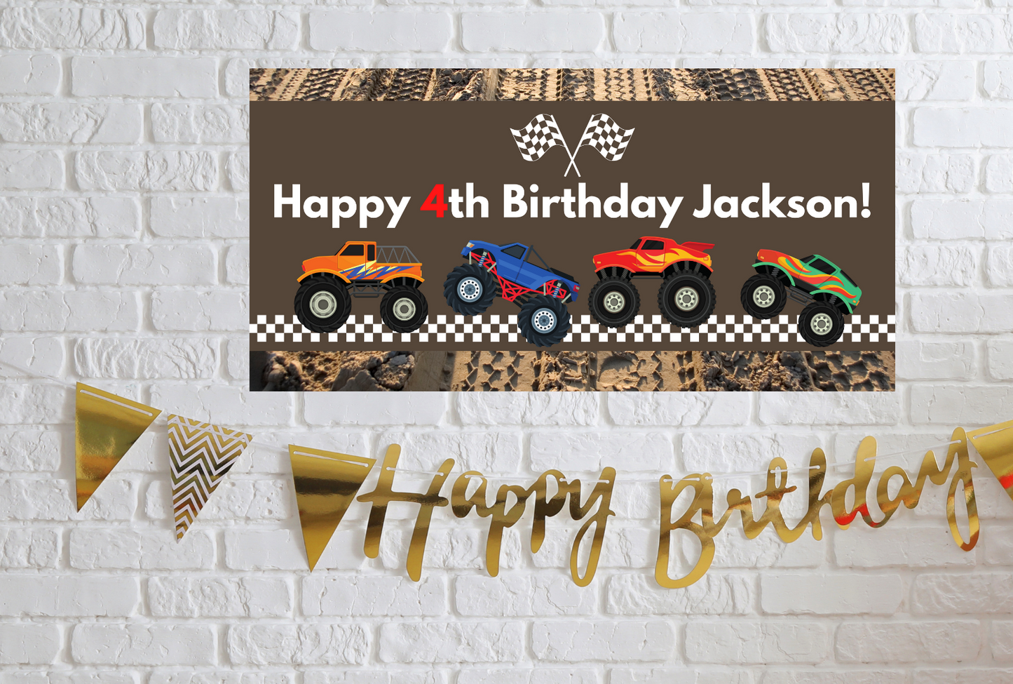 Boys Monster Truck Birthday Banner