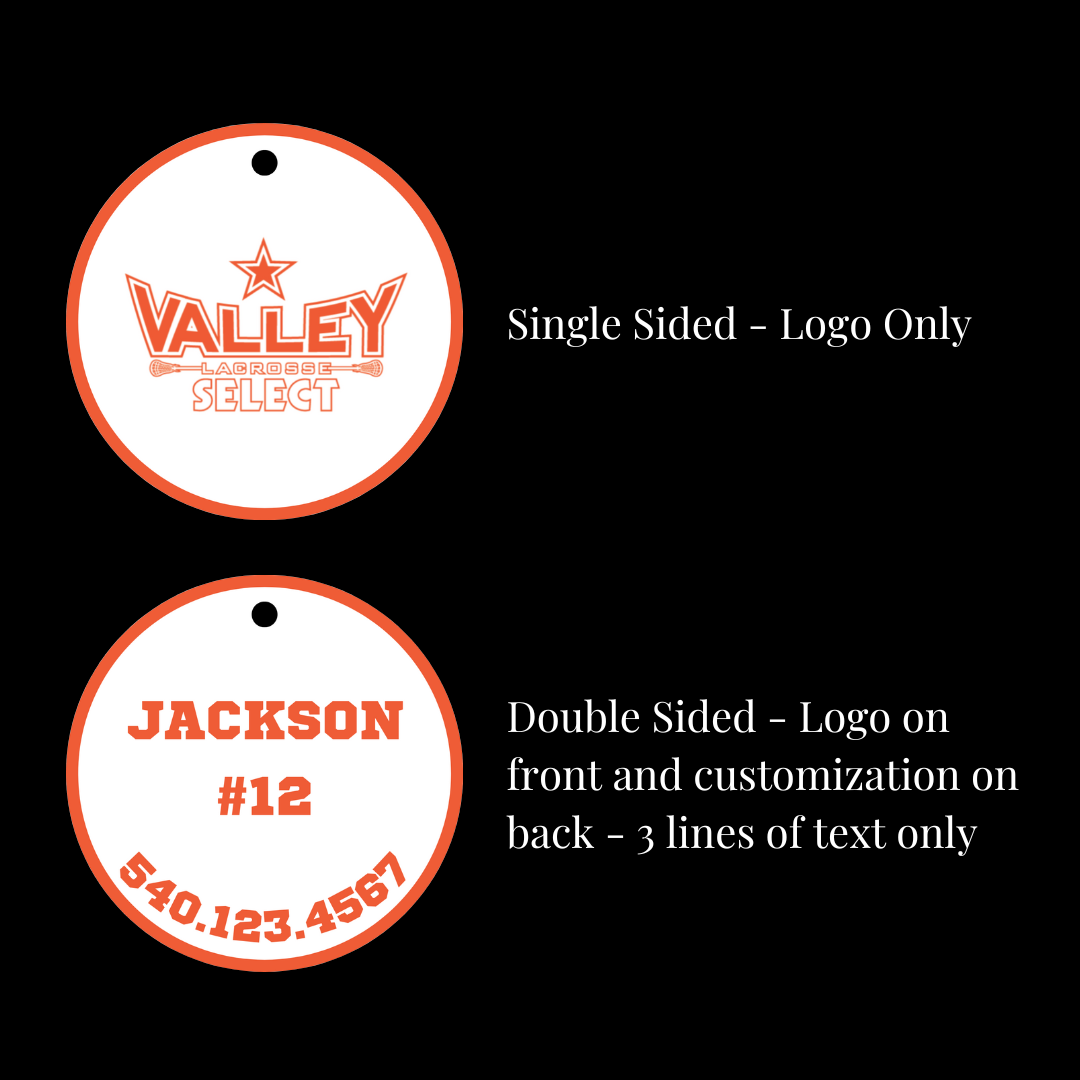 4" Circle Valley Select Acrylic Bag Tag with Metal Clasp