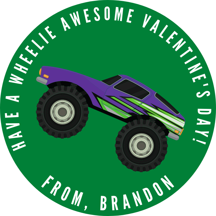 Monster Truck Valentine's Day Stickers