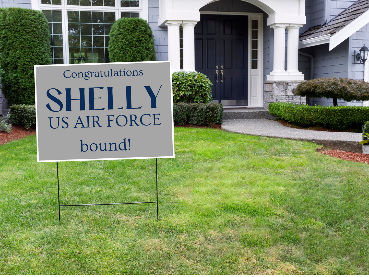 Custom Name Military Grad Yard Sign w/ Stake- 18"x24"