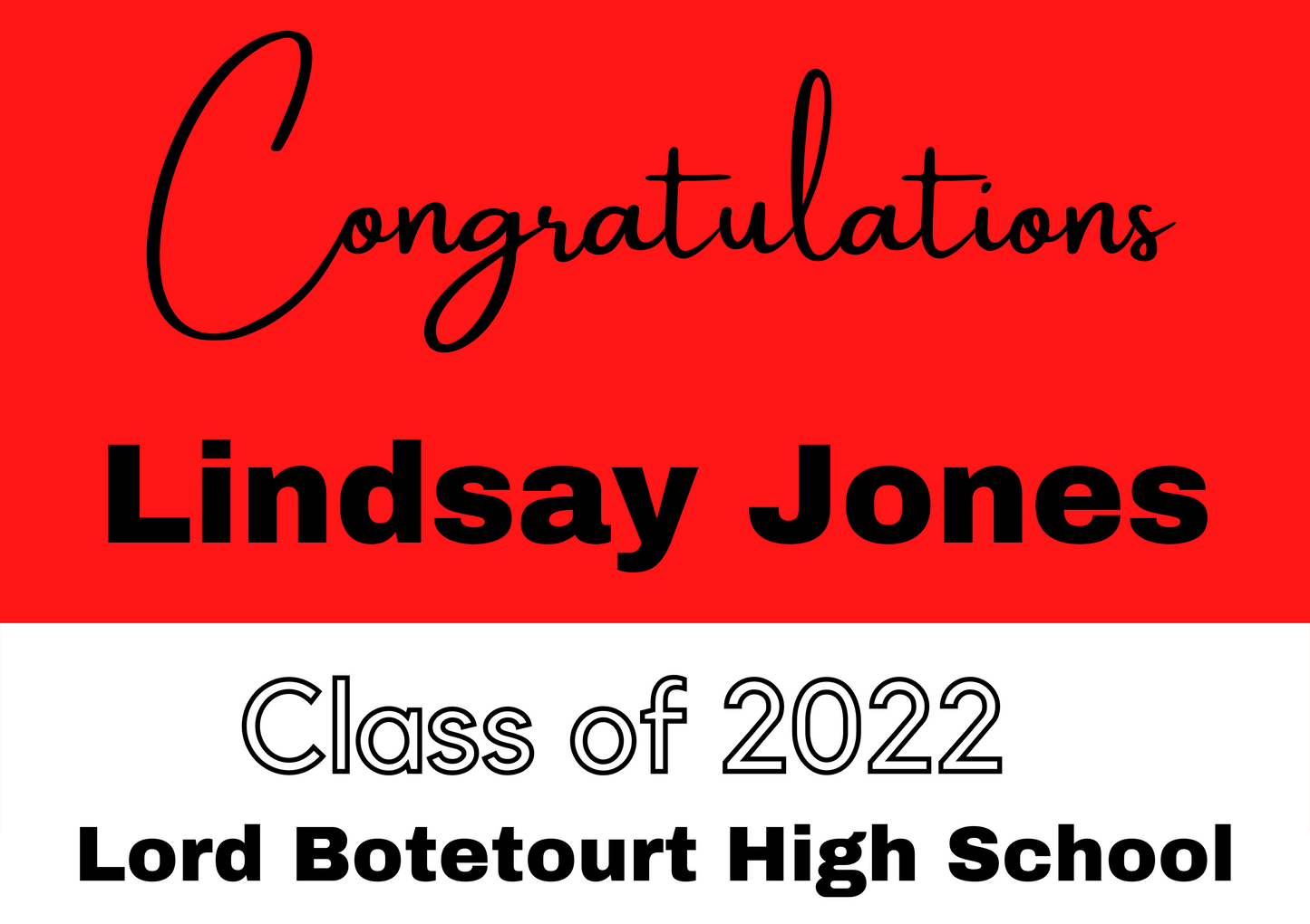 Custom Name Script Graduate Yard Sign w/ Stake- 18"x24"