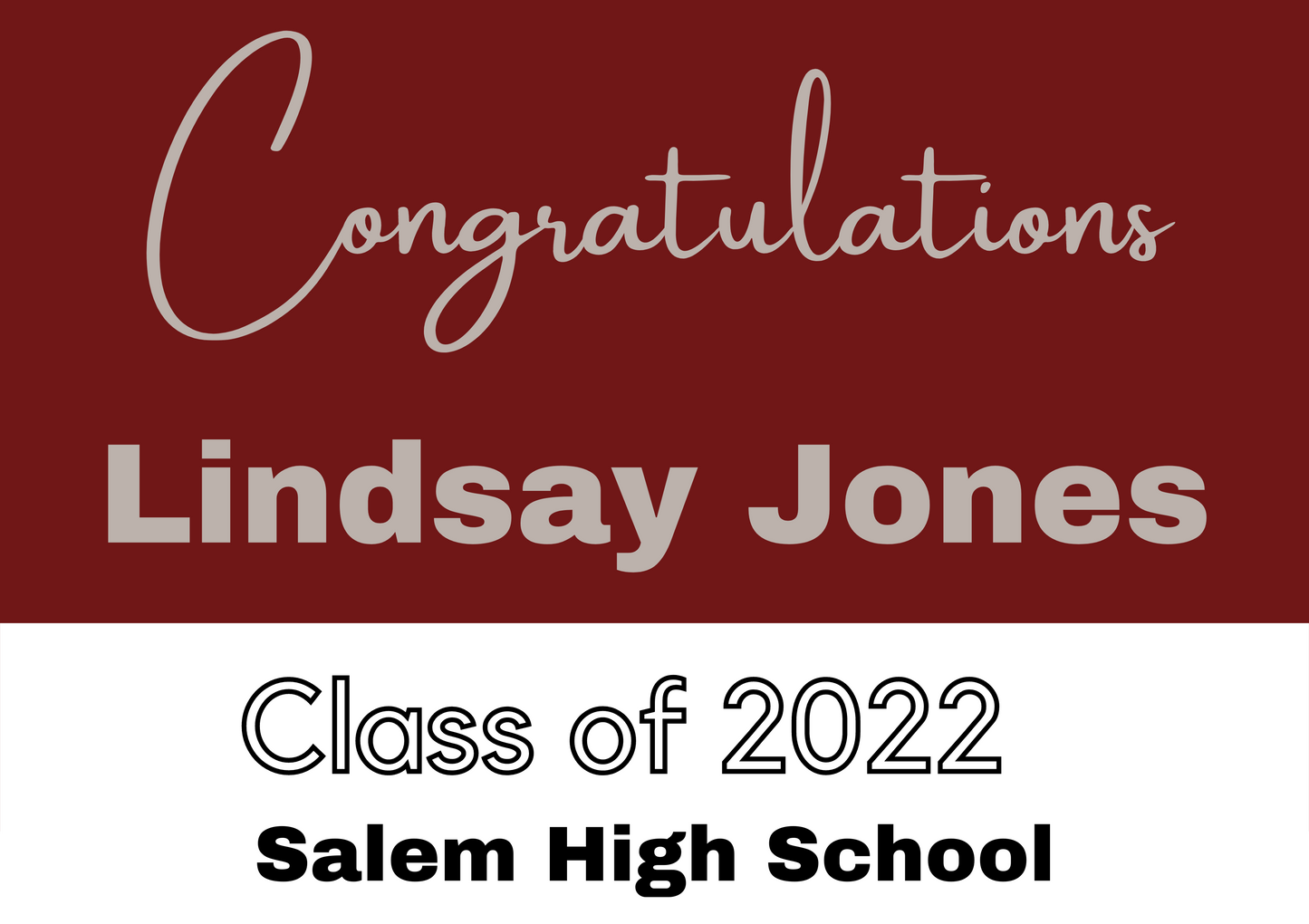 Custom Name Script Graduate Yard Sign w/ Stake- 18"x24"
