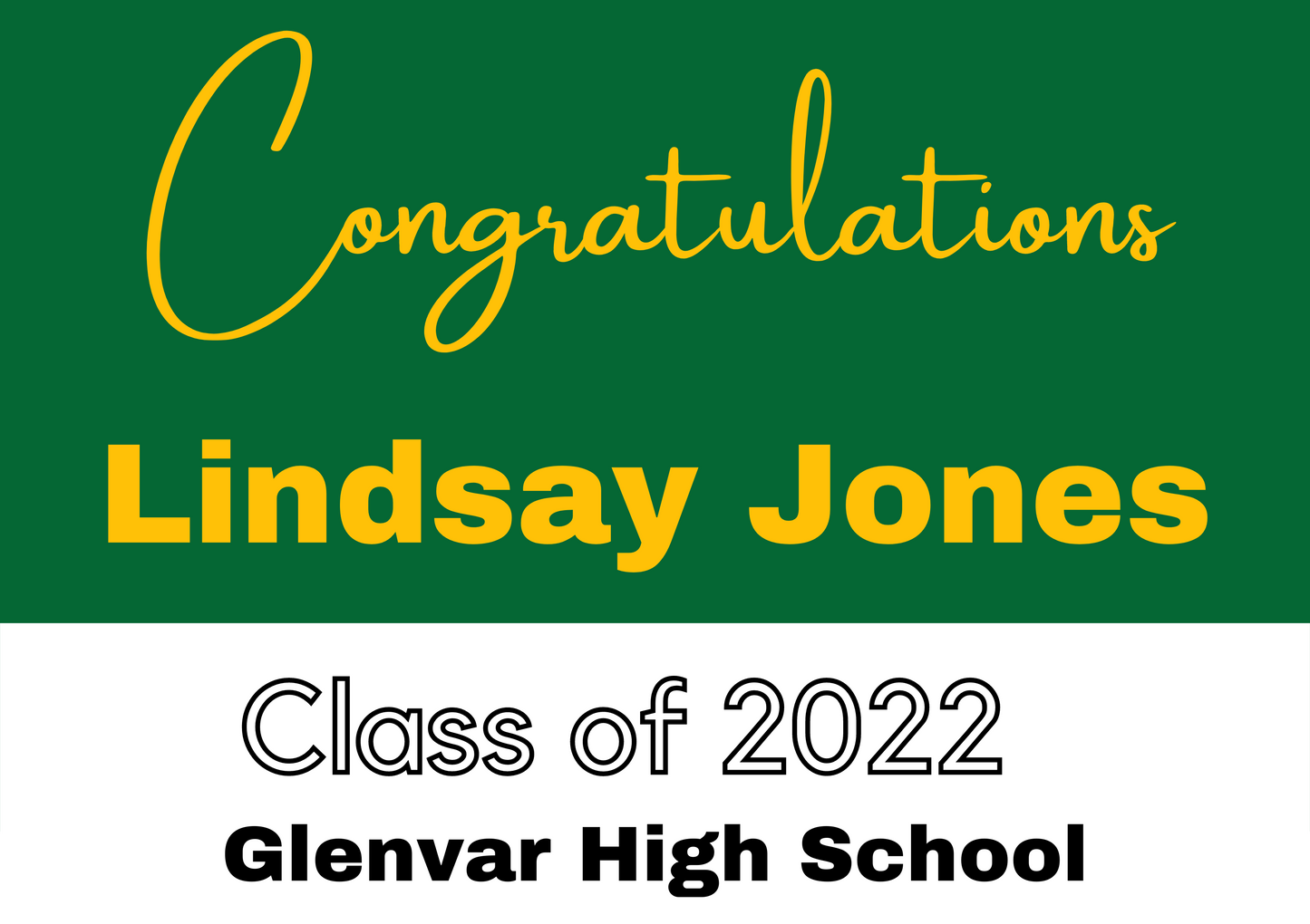 Custom Name Script Graduate Yard Sign w/ Stake- 18"x24"