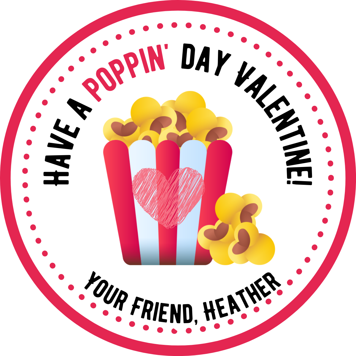 Popcorn Valentine's Day Stickers