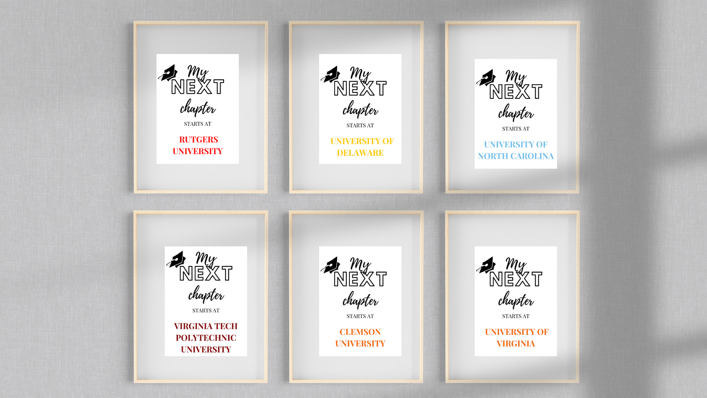 My Next Chapter Graduation Print. Perfect for a grad, party or to send to your graduate. Decorate your graduation party quickly with a frame on the table.