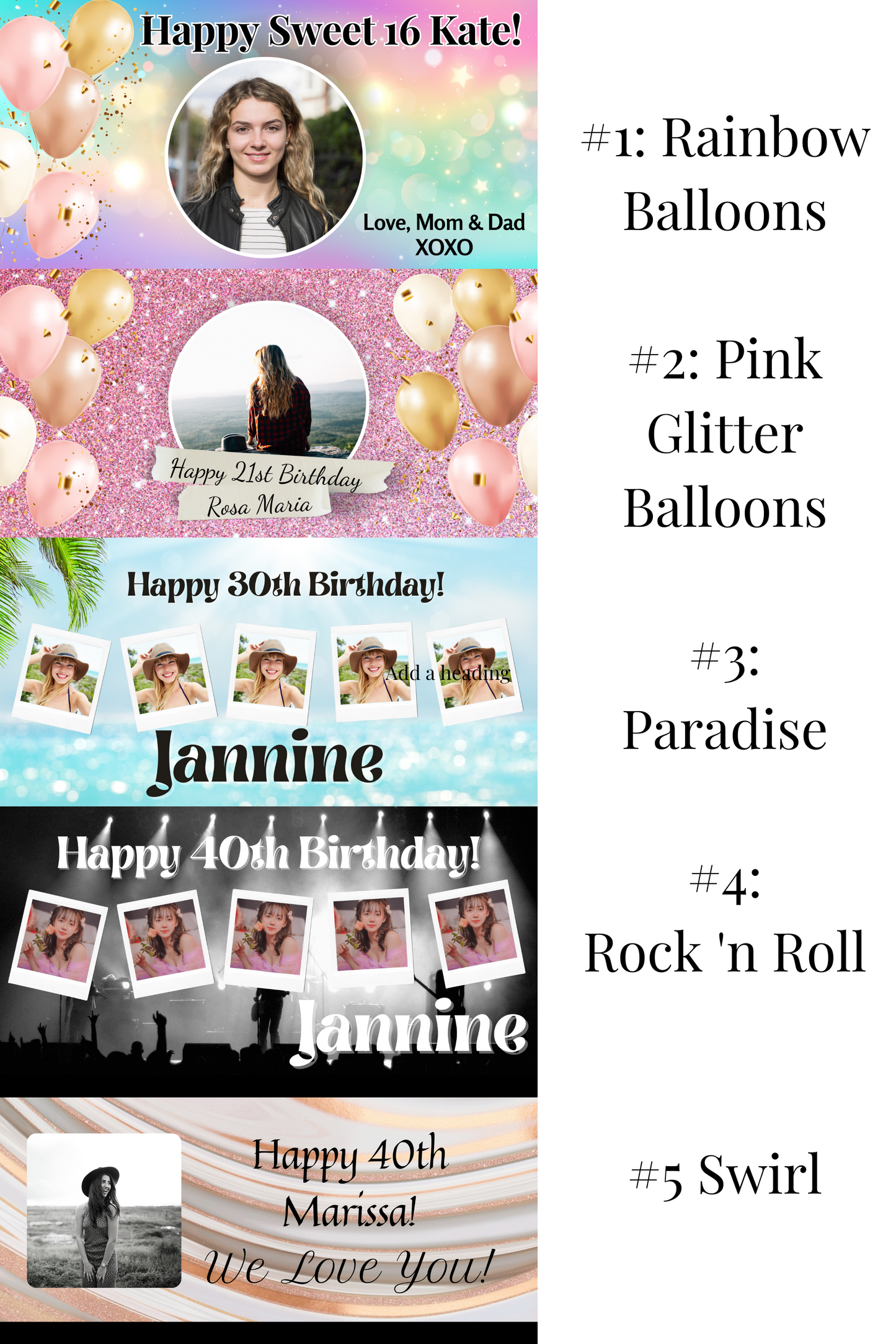Custom photo birthday banners