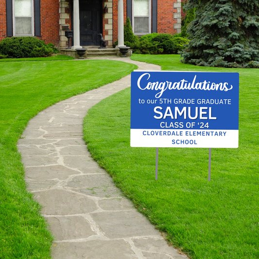 Striped Graduate Yard Sign w/ "H" Stake