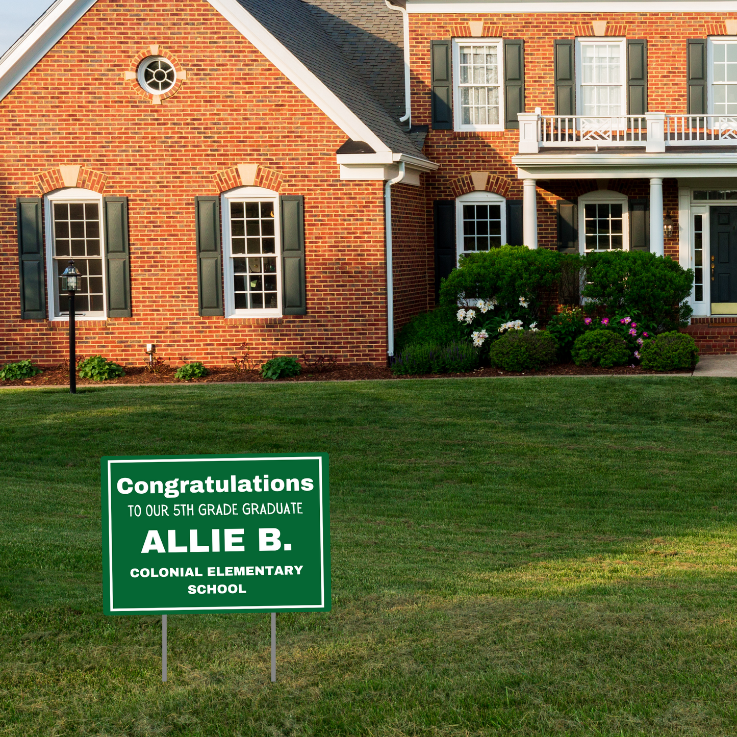 Celebrate your graduate's achievements with custom-designed graduation yard signs! Personalize every detail for a unique touch. Order now! Green Sign