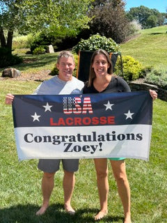 Personalized USA Lacrosse banner for senior night, graduation, college commitments, and athlete celebrations.