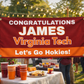 Personalized Virginia Tech graduation banner in Hokie Maroon & Burnt Orange. Custom name, durable vinyl, grommets included. Perfect for parties, fences & tailgates!