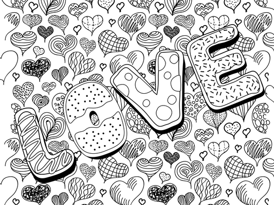LOVE Coloring Page - 36"x24"