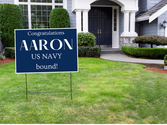 Custom Name Military Grad Yard Sign w/ Stake- 18"x24"