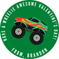 Monster Truck Valentine's Day Stickers