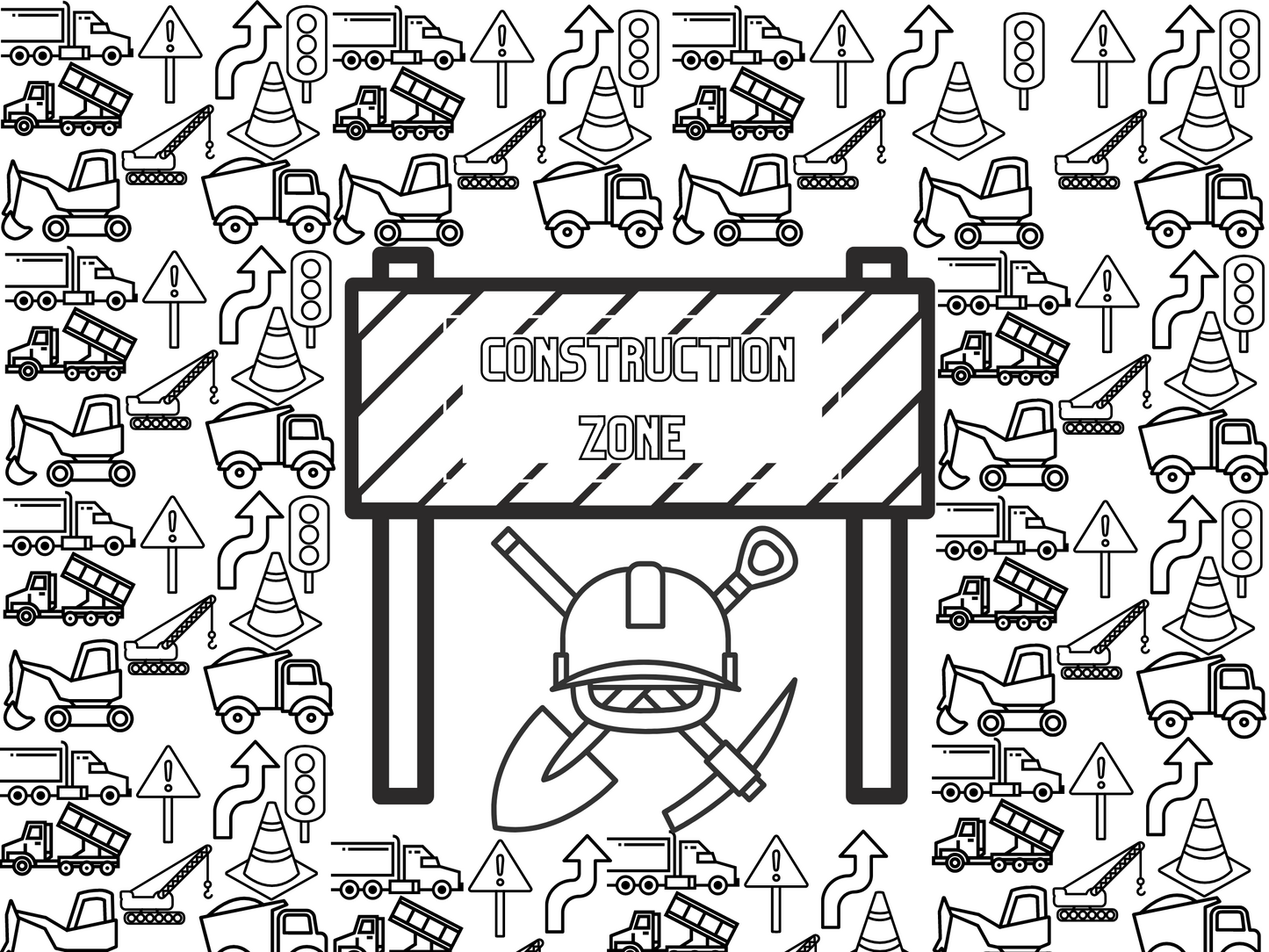 Construction Zone Giant Coloring Page - 36"x24"