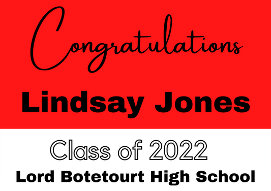 Custom Name Script Graduate Yard Sign w/ Stake- 18"x24"