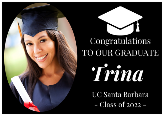 Oval Photo Black and White Graduate Yard Sign - 18"x24"