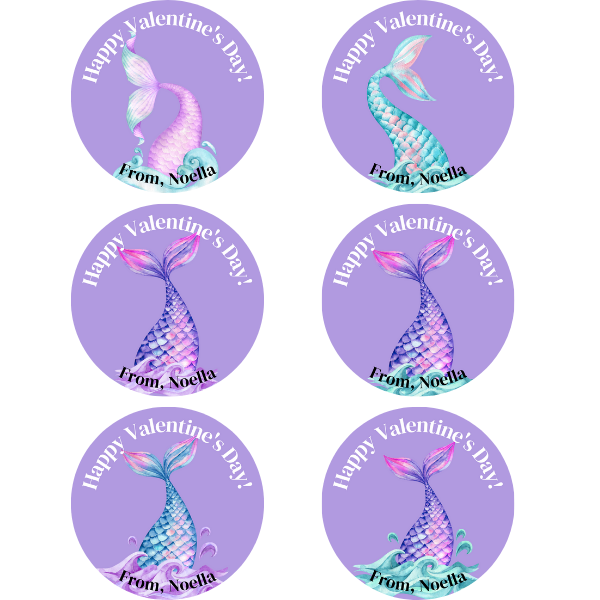 Mermaid Tail Valentine's Day Stickers