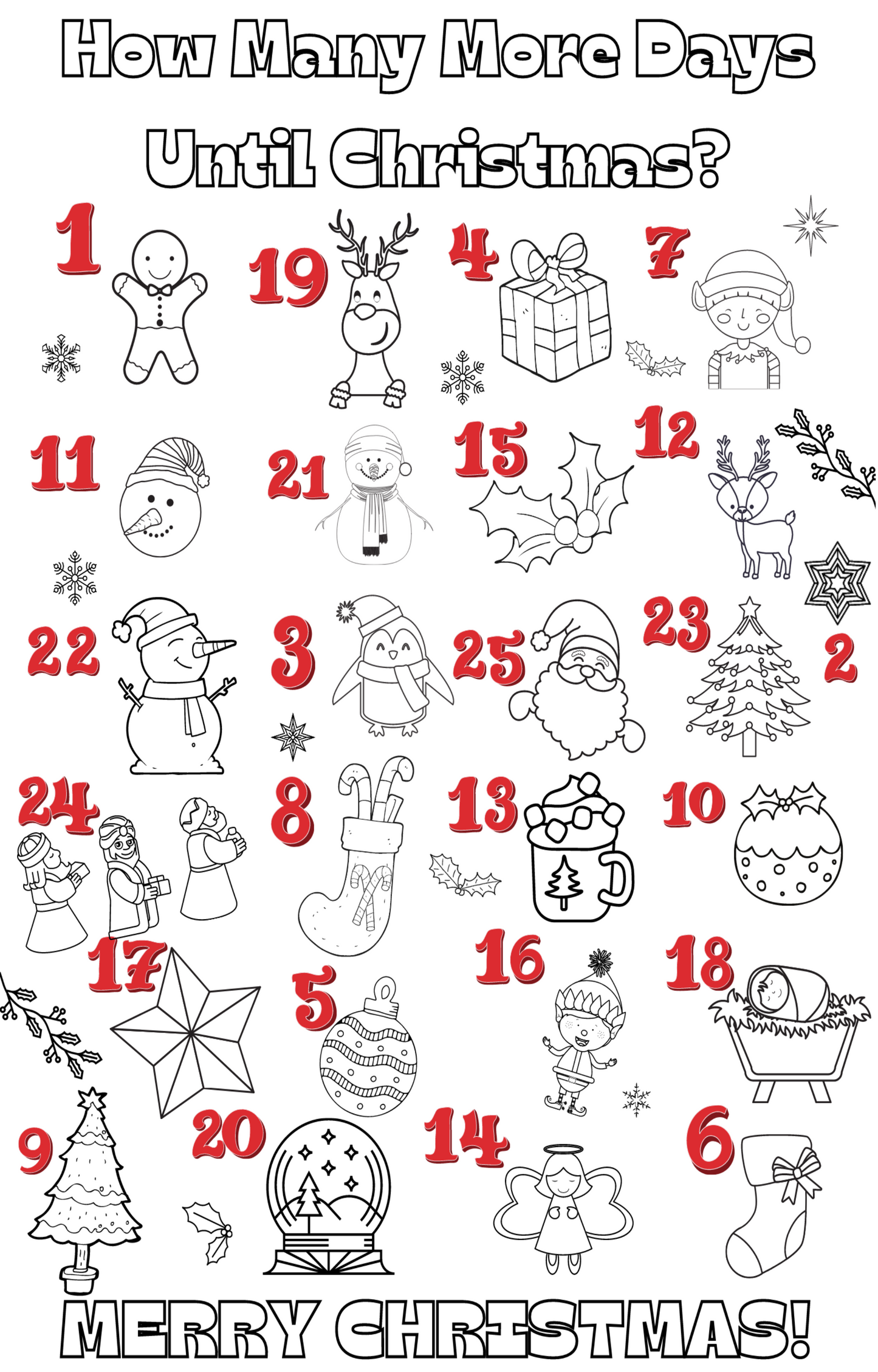 Magical Christmas Coloring Countdown: 24"x36" Advent Calendar