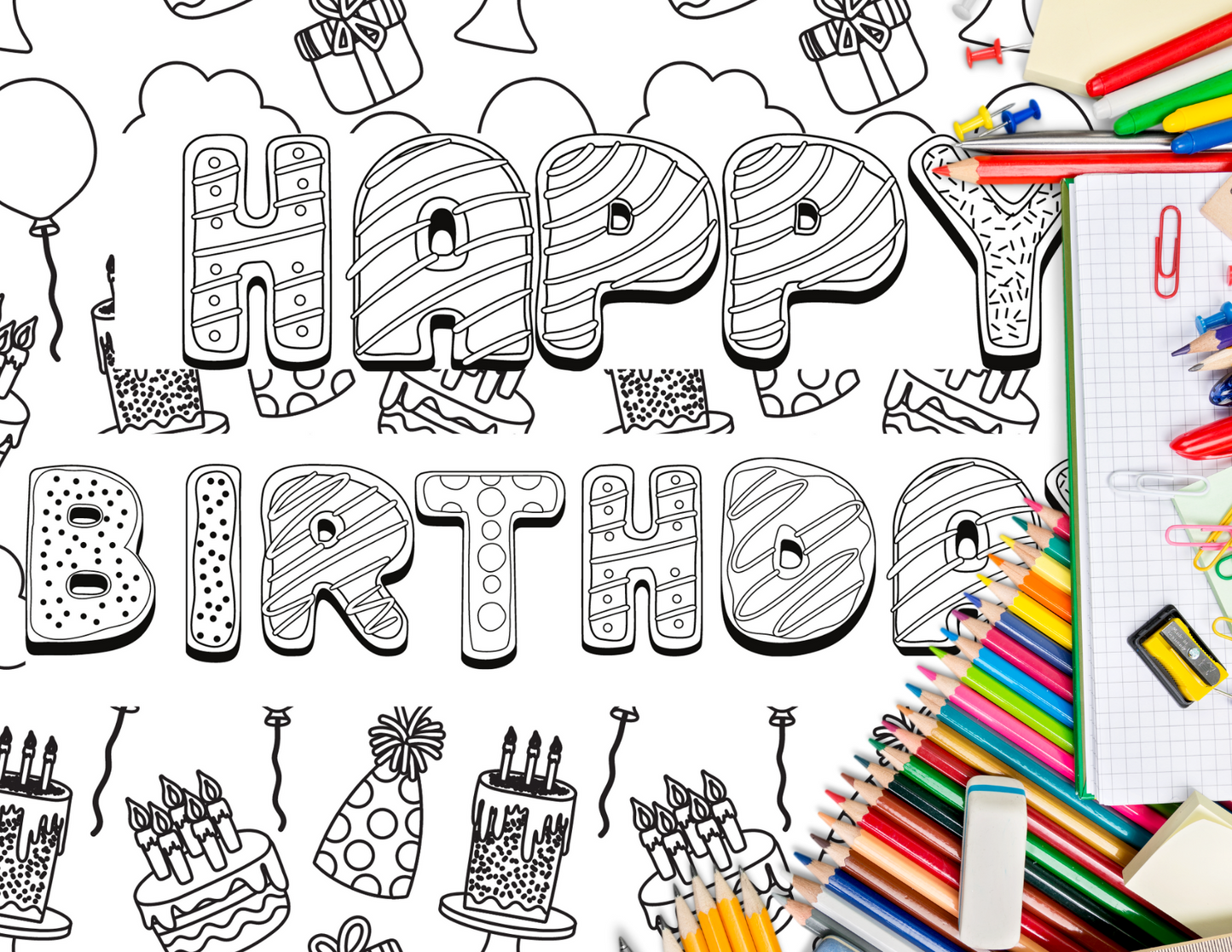 Elevate your child's birthday party with our 11"x17" Happy Birthday Coloring Place Mats! 🌈 Featuring a vibrant design, these durable mats offer ample space for creativity. Educational and entertaining, they make cleanup a breeze and double as delightful party favors. Order now for a stress-free, artistic celebration!