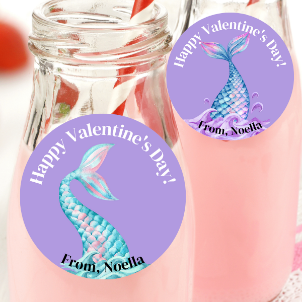 Mermaid Tail Valentine's Day Stickers