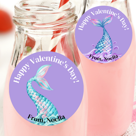 Mermaid Tail Valentine's Day Stickers