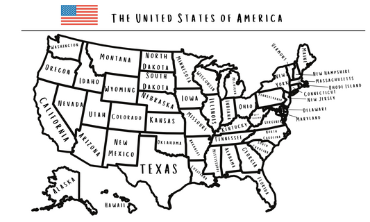 Giant Map of the United States Coloring Sheet - 24"x36"